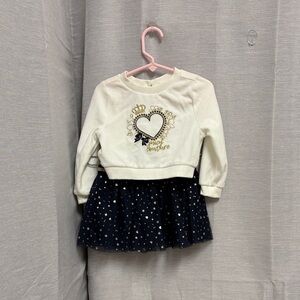 Juicy Couture White Top w/Heart Design and Blue Tulle Skirt w/Hearts & Stars 24M